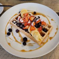 Vegan waffles 💚 at BACKYARD in Rotterdam