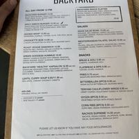 All day menue   at BACKYARD in Rotterdam