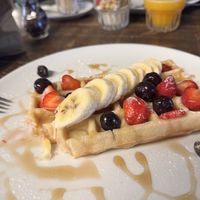 Waffles & fresh fruit  at BACKYARD in Rotterdam