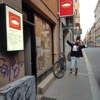 Can't miss the red sign😁 at Lao Wai in Stockholm