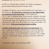 Explications du menu  at Lao Wai in Stockholm