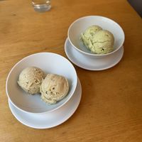 Pistachio and pandan ice creamcream  at Lao Wai in Stockholm