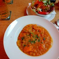 Day menu chickpeas pumpkin curry stew at Gasthaus Schöne Perle in Vienna