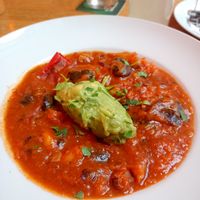 Käferbohnen Kürbis Eintopf mit Avocado vegan geordert at Gasthaus Schöne Perle in Vienna