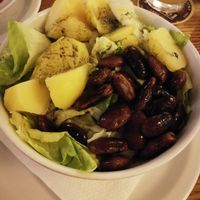 Green Salad with potatoes and big beans at Gasthaus Schöne Perle in Vienna