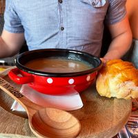 The mushroom soup is great (ask for vegan mushroom soup).  at Gostilna Pezdirc in Semic