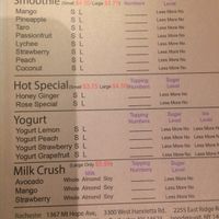 Menu 3 types of milk  at Tai Chi Bubble Tea - Mt Hope Ave in Rochester