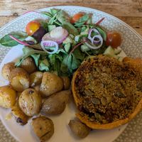 Roasted vine tomato and vegetable tart at Smugglers Inn in Weymouth