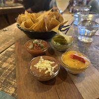 Corn chips with vegan dip options  at Amigos Mexican Grill in Wanaka