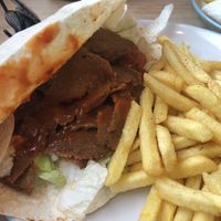 Kebabish donner and fries.  at Sunshine Deli in Sheffield