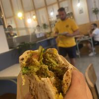 Falafel Pita almost finished  at Falafeleria - Sta Barbara in Madrid