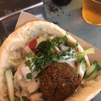 Pita with falafel and hummus at Falafeleria - Sta Barbara in Madrid