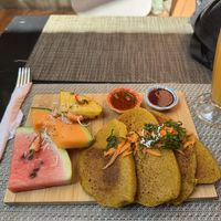 Vegan pancakes   at Union Cafe in Antigua