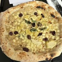 Pizza Sant’Alba with truffle creamm  at Santa Maria Pizzeria in West London