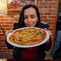 Margherita pizza with vegan cheese. YUM at Luciano's in Drouin