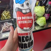 Mega Dürüm (125g çig koffte) at Komagene in Bodrum