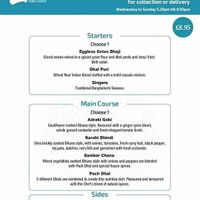 Vegan takeaway menu at Zeera in South Shields