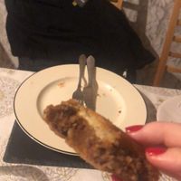 Inside of battered haggis  at Linda's Fish & Chips in Cullen