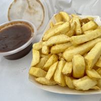 Chips and gravy   at Linda's Fish & Chips in Cullen