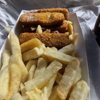 Fishless fish fingers lovely #Veganuary at Linda's Fish & Chips in Cullen