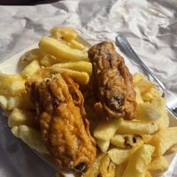 Battered sausage supper #Veganuary at Linda's Fish & Chips in Cullen