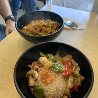 Tom yum fried rice and the lemon chicken rice dish  at Spring of Life - SOL in Bowral