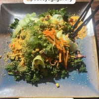 Kale salad topped with nutrition!  at Peace Yoga Gallery in Los Angeles