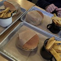 Vegan burgers and fries  at Smiðjan Brugghús in Vik