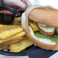 Yummy veggie burger  at Smiðjan Brugghús in Vik