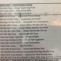 Menu at Pho Palace in Arlington