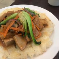 Crispy fried rice noodles with gravy stir-fry on top. Number V9 on the menu. at Pho Palace in Arlington