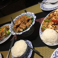 Pad Thai, Rama Tofu, and Tofu Vegetables w/ cashews at Bangkok Pad Thai in London