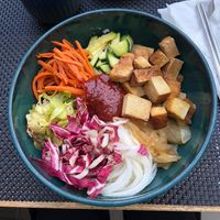 vegan bibimbap with gochujang paste at Suwon in Ljubljana