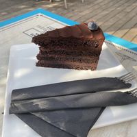Vegan chocolate cake at Kavarna Park in Vrhnika