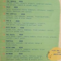 Salad Menu at Bali Beach Deli in Santa Teresa