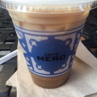 vanilla latte with soy milk at Caffe Nero in Boston