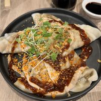 Shiitake dumplings! A must have .  at Beyond Sushi - Mulberry St in New York City