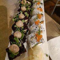 Sushi rolls, the left one was the mushroom one at Beyond Sushi - Mulberry St in New York City