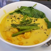 Curry-aspargus soup at Beyond Sushi - Mulberry St in New York City