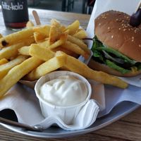 Soulfood Burger with french fries and vegan mayonnaise :-) at Laura's Soulfood in Aachen