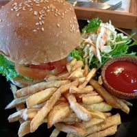 Vegan burger at Namaskara Coffee & Superfoods in Ubud