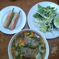 Bun bo and spring roll at Au Lac in Da Lat