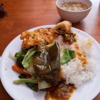 Rice with various toppings at Au Lac in Da Lat