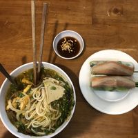 Bun bo and spring rolls at Au Lac in Da Lat