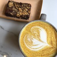 PB brownie + Golden Latte   at Kale+Coco in Dublin