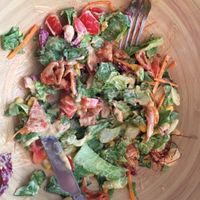 The white-smoked vegan salad was drowning in dressing  at Rich 'N Greens in Cologne