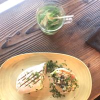 White smoked vegan burrito with tofu inside&mint tea at Rich 'N Greens in Cologne