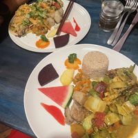 Caribbean curry with veggies and tempeh, Caribbean pad Thai with veggies and tempeh   at Stashus Con Fusion in Puerto Viejo De Talamanca