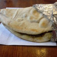 Manoushe with zaatar and veggies inside - delicious! at Nabil in Katowice