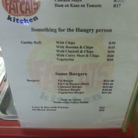 The "vegetarian" Gatsby & burger are VEGAN (Fry's) at Fat Cats Kitchen in Riebeek Kastreel